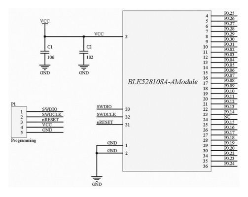 160M 1uA ماژول RF نوردیک BLE ماژول گیرنده خودکار مدیریت برق BLE52810SA-A